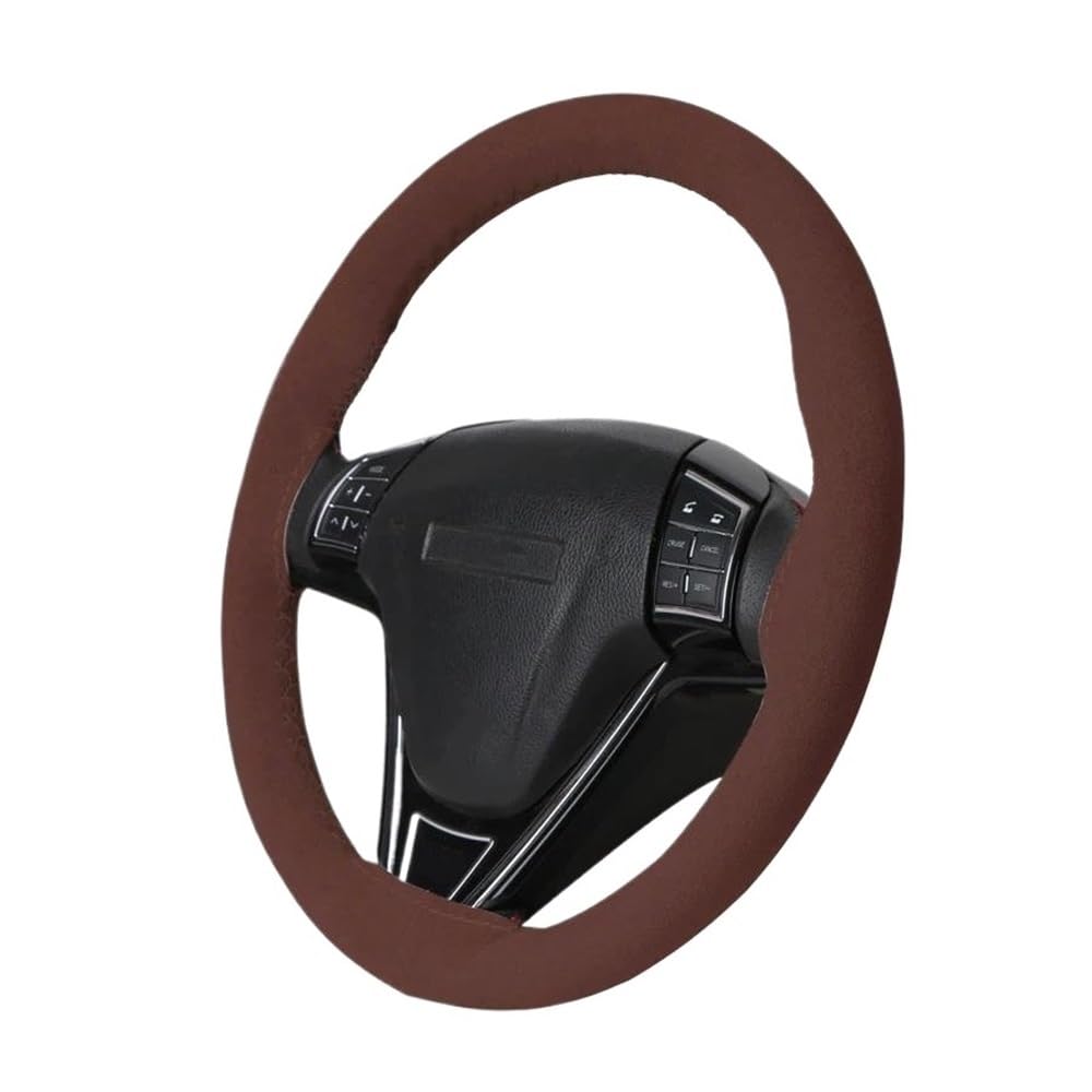 Auto-Lenkradbezüge Wildleder Auto Lenkrad Abdeckung Universal 38 cm 15 Zoll DIY Nicht-Slip Lenkrad Abdeckung Auto Zubehör Für(Brown) von XKCMGSI