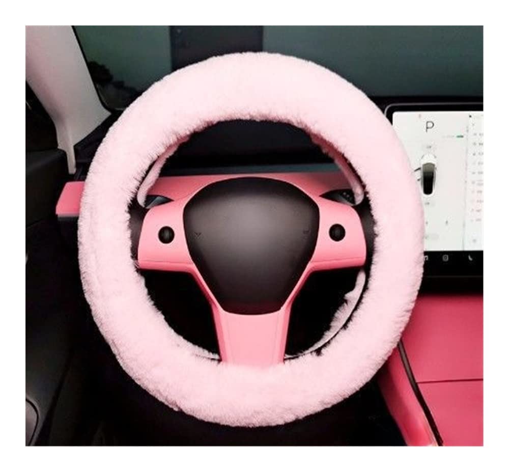 Auto-Lenkradbezüge Winter-Plüsch-nettes Für Auto-Lenkrad-Abdeckungs-Rosa-Karikatur-innenpelzige Wärme-Griff-Abdeckungs-Mädchen-weibliche Dekoration 38cm(D) von XKCMGSI