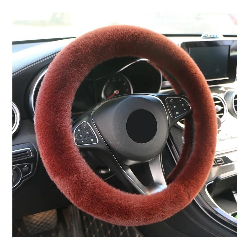 Auto-Lenkradbezüge Winter Warme Plüsch Auto Lenkrad Abdeckung Faux Nerz Pelz Universal Lenkrad Geflecht Weiche Glatte Abdeckung Für Mazda(Brown) von XKCMGSI