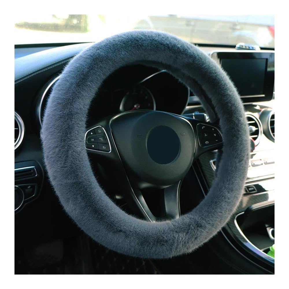 Auto-Lenkradbezüge Winter Warme Plüsch Auto Lenkrad Abdeckung Universal Faux Nerz Pelz Lenkrad Geflecht Weiche Glatte Abdeckung Für(Gray) von XKCMGSI