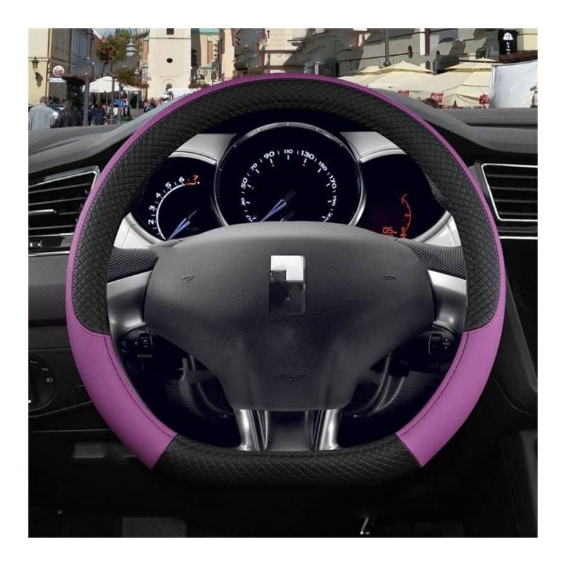 Auto-Lenkradbezüge rutschfeste Auto-Lenkradabdeckung Für Citroen DS3 DS 3 Für Racing Für Cabrio Autozubehör PU-Leder(D Shape Purple) von XKCMGSI