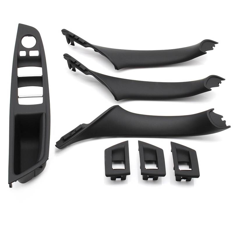 Auto Innen Türgriff Für 5 Series F10 F18 523 525 528 9 Farben Left Drive LHD Beige Schwarz Carbon Faser Auto Innen Türgriff Pull 7piece Set Auto Türgriff Innen(Model A Black) von XKOEHXJ