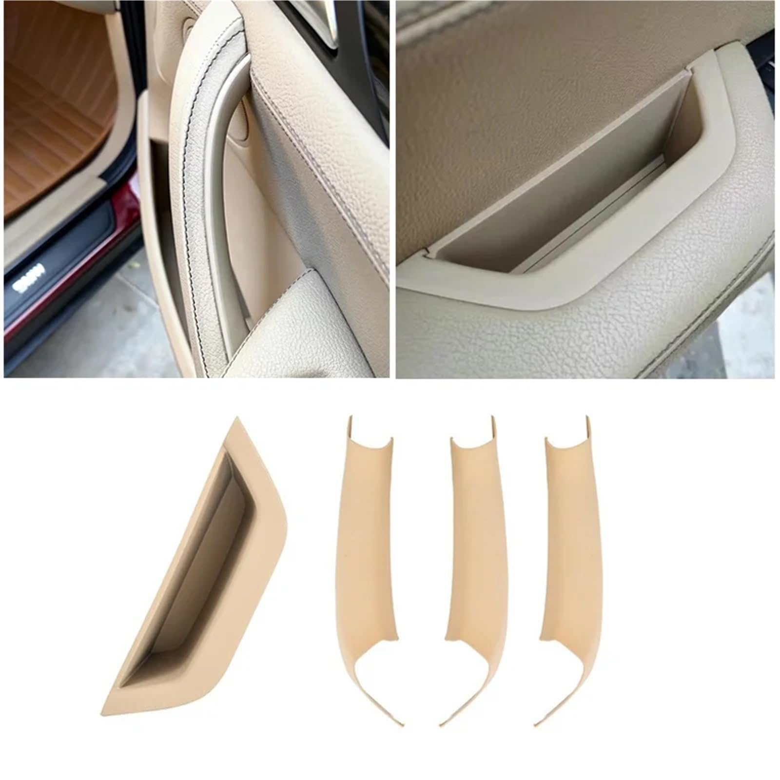 Auto Innen Türgriff Für X3 X4 F25 F26 2010 2011 2012 2013 2014 2015 2016 Auto-Innentürgriffverkleidung Pull-Abdeckung LHD Schwarz/Beige Auto Türgriff Innen(Beige 4pc) von XKOEHXJ