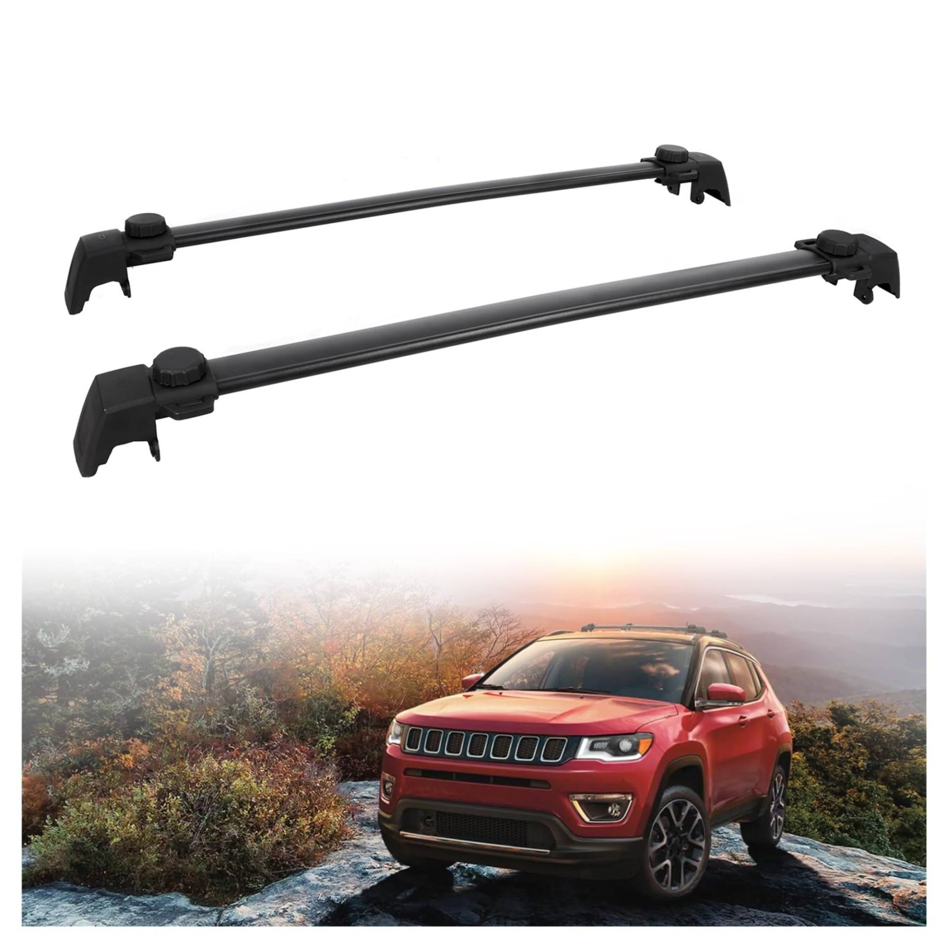 Dachreling Rack Für Jeep Für Kompass 2011-2022 Dachträger Querstangen Aluminiumlegierung Gepäckträger Kajak Fahrrad Kanus Dach Kreuzstangen Halter Relingträger(2011-2016) von XKOEHXJ