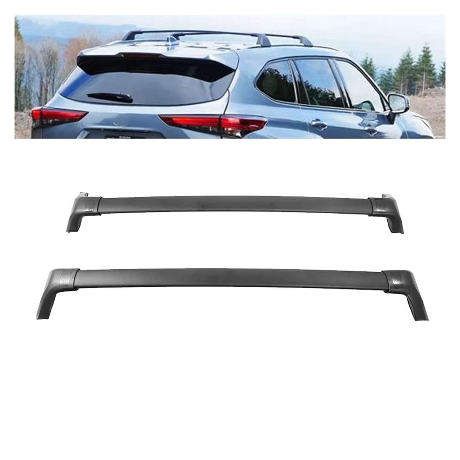 Dachreling Rack Für Toyota Für Highlander Für XLE & Für Limited & Für Platinum 2020-2022 SUV Gepäckträger Dachschiene 160LBS Last Relingträger von XKOEHXJ