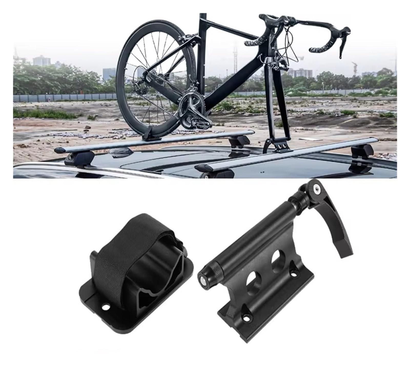 Dachreling Rack Universal Fahrrad Gabel Rack + Hinterrad Halter Set Aluminium Gabel Rack Quick Release Dach Rack Für Dach Fahrrad Lagerung Relingträger von XKOEHXJ