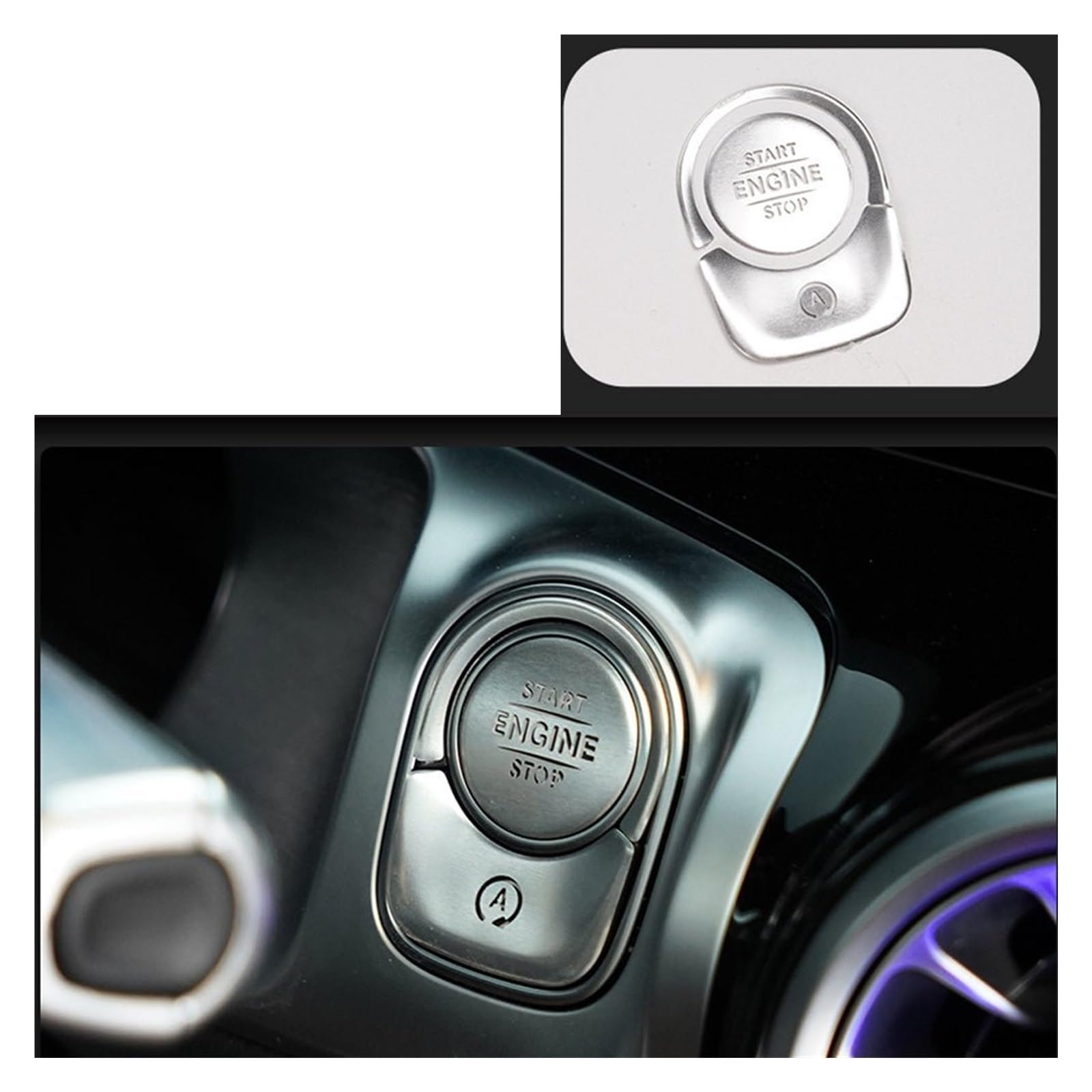 Innenraum Auto Zubehör Für Benz Für GLB Für GLA Für CLA Auto Lenkrad Klimaanlage Taste Abdeckungen Aufkleber Zündung Start-Taste Dekor Abdeckung Trim Auto Innenraum Zubehör(3Pcs) von XKOEHXJ