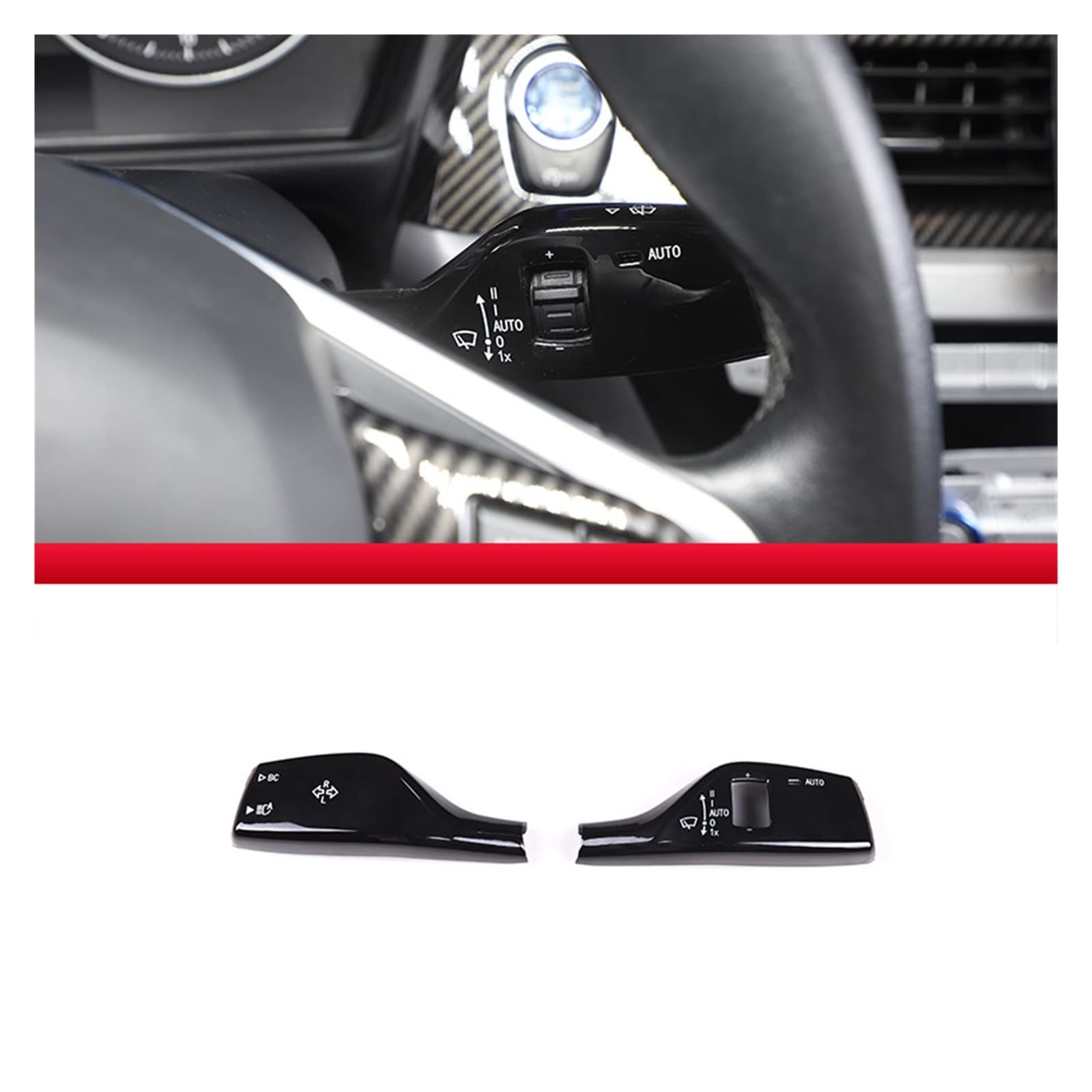 Innenraum Auto Zubehör Für F20 F30 F10 F15 F16 F49 F52 G01 G02 G05 Schwarz/Carbon Faser Stil Auto Blinker Wischer Schalter Trim Stange Auto Zubehör Auto Innenraum Zubehör(Style B Black) von XKOEHXJ