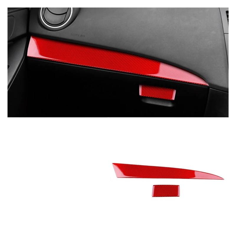 Innenraum Auto Zubehör Für Mazda 3 2010 2011 2012 2013 Co-pilot Dashboard Halter Trim Innen Abdeckung Aufkleber Auto Zubehör Weiche Carbon Faser Auto Innenraum Zubehör(RHD Red Carbon) von XKOEHXJ