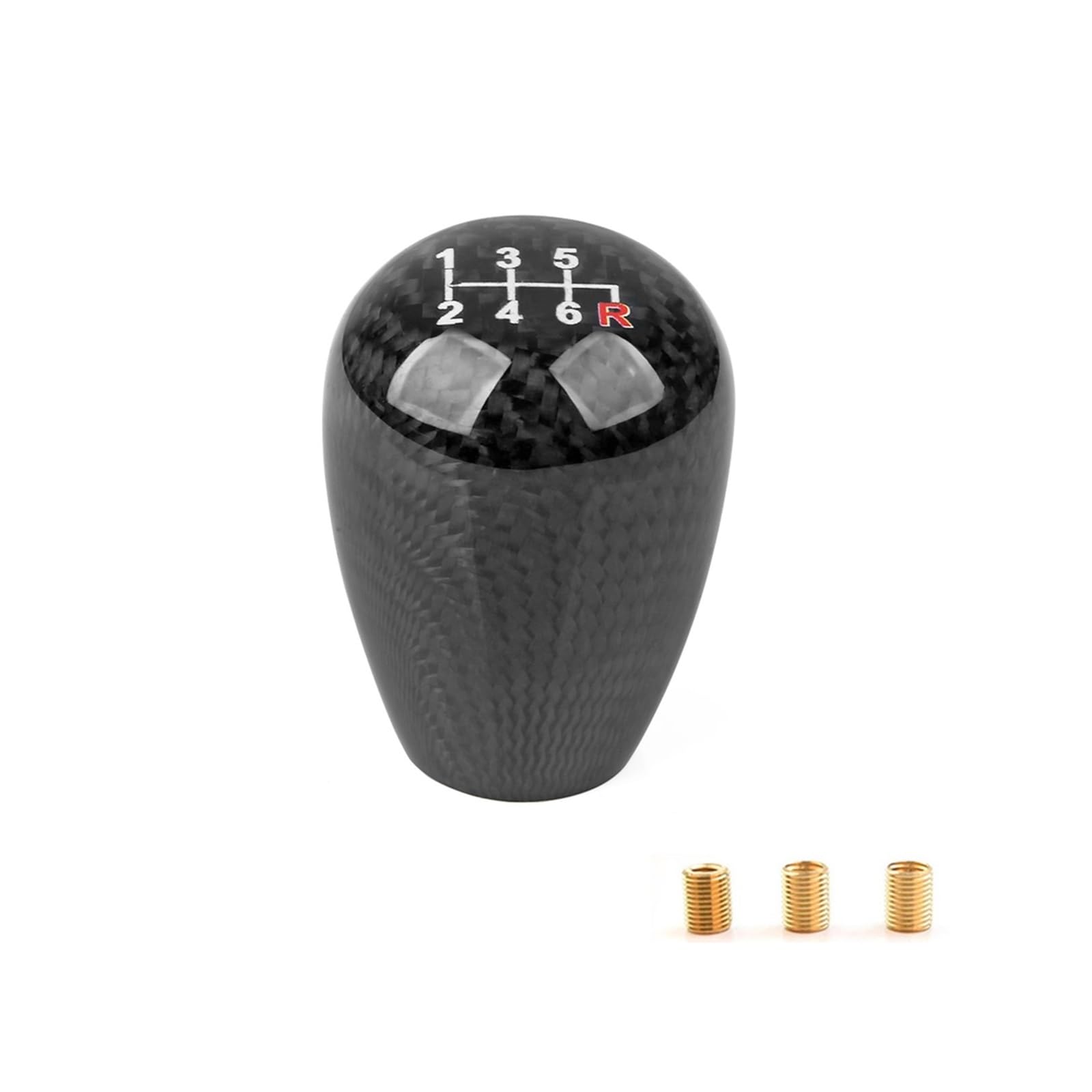 XKOEHXJ Schalthebelknopf 5/6 Geschwindigkeit Carbon Faser Schaltknauf Universal Form Manuelle Übertragung Schalthebel Knauf 8MM 10MM 12MM Gear Stick Schaltknauf(ED-6speed) von XKOEHXJ