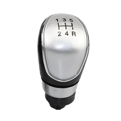 XKOEHXJ Schalthebelknopf Für Ford Für Mondeo MK4 Für Fiesta MK7 Für Galaxy MK3 Für Kuga 2008-2013 Schaltknauf Stick Kopf Hebel Griff Gear Stick Schaltknauf(5 Speed Silver) von XKOEHXJ