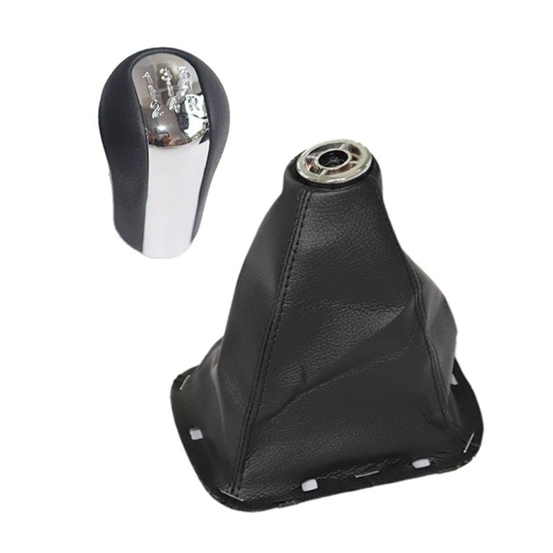 XKOEHXJ Schalthebelknopf Für Toyota Für Avensis T25 MK2 II 2003-2009 Auto PU Leder Schalthebel Schaltknauf Getriebe Schaltknauf Boot Gear Stick Schaltknauf(5 Speed Chrome) von XKOEHXJ