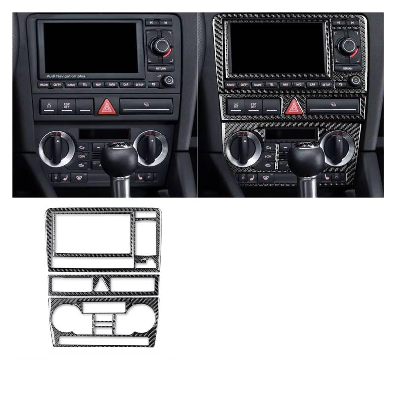 Zubehör Innenraum Für A3 S3 8P 2006 2007 Auto Zentrale AC Radio CD Navigation Panel Set Trim Abdeckung Innen Aufkleber Innenzubehör(Black E) von XKOEHXJ