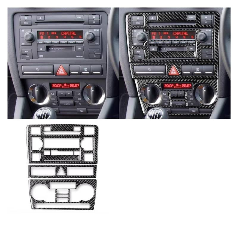 Zubehör Innenraum Für A3 S3 8P 2006 2007 Auto Zentrale AC Radio CD Navigation Panel Set Trim Abdeckung Innen Aufkleber Innenzubehör(Black F) von XKOEHXJ