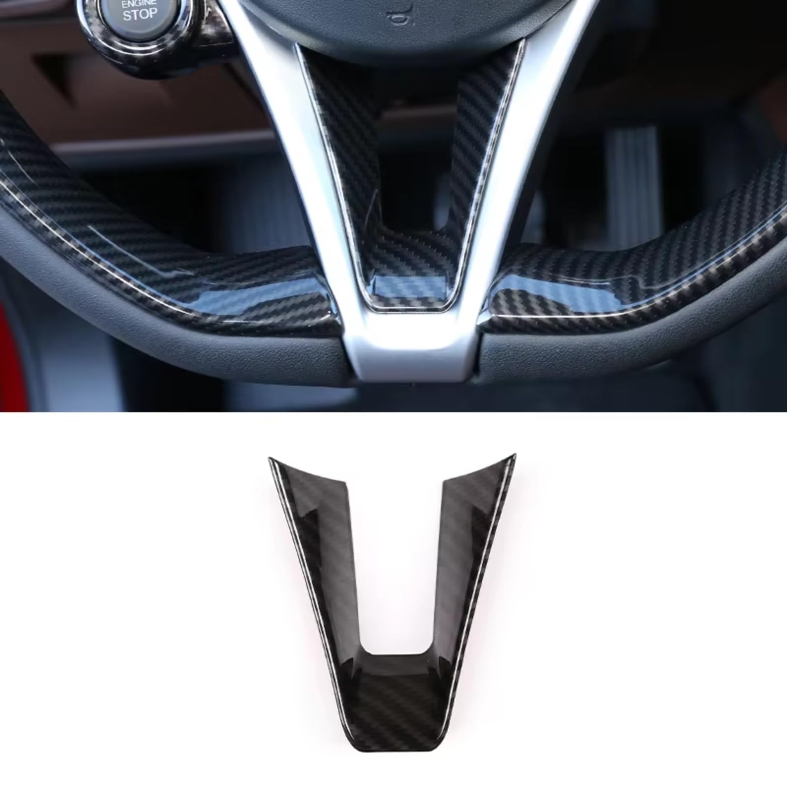 Zubehör Innenraum Für Alfa Für Romeo Für Giulia Für Stelvio 2017-2019 Auto Lenkrad Abdeckung Trim ABS Carbon Faser Innenzubehör(Style E-1 pcs) von XKOEHXJ