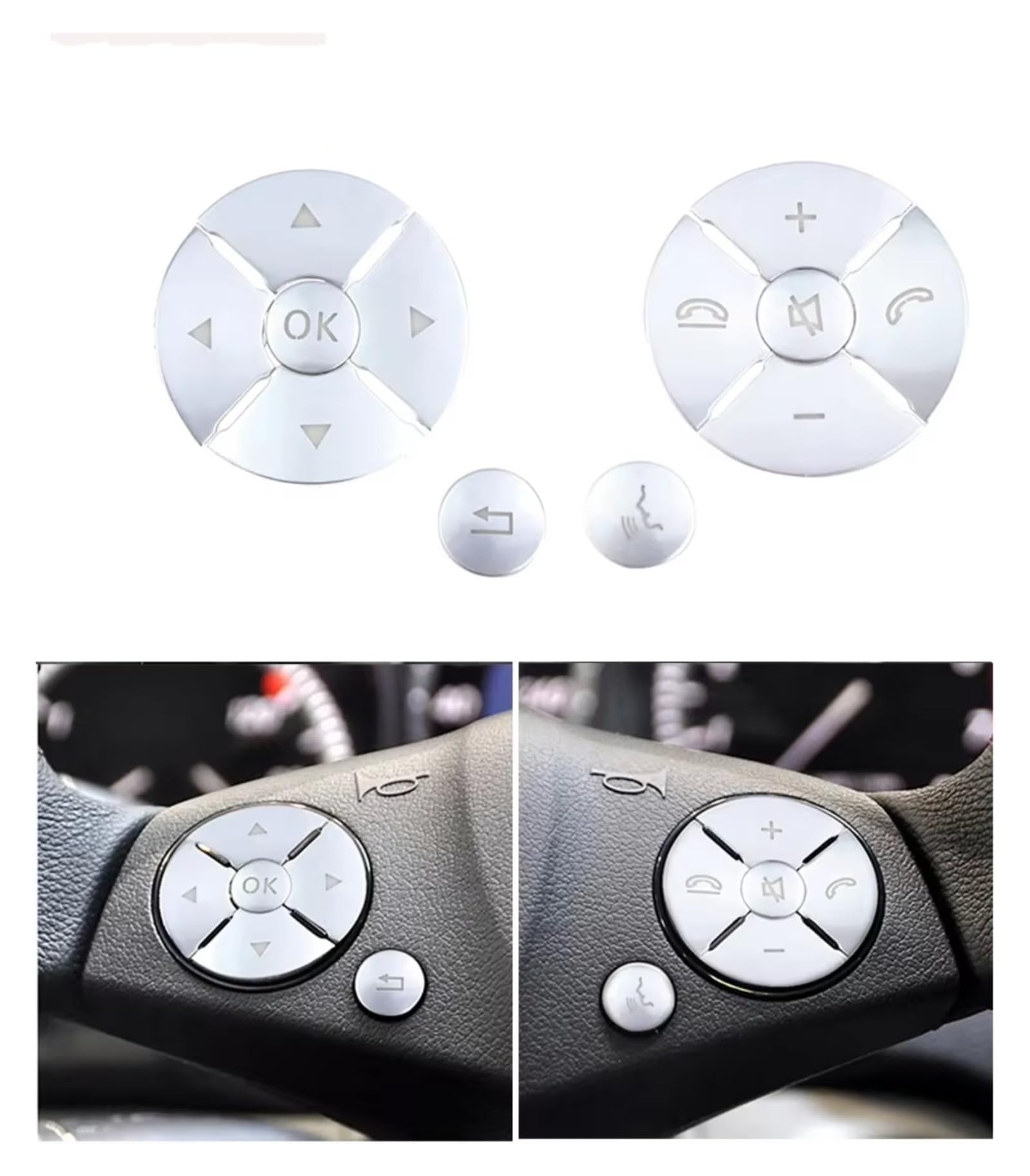 Zubehör Innenraum Für Benz W221 S Klasse 2006-2012 Auto Lenkrad Control Schalter Push Button Abdeckung Aufkleber Trim Innenzubehör(B Model Silver) von XKOEHXJ