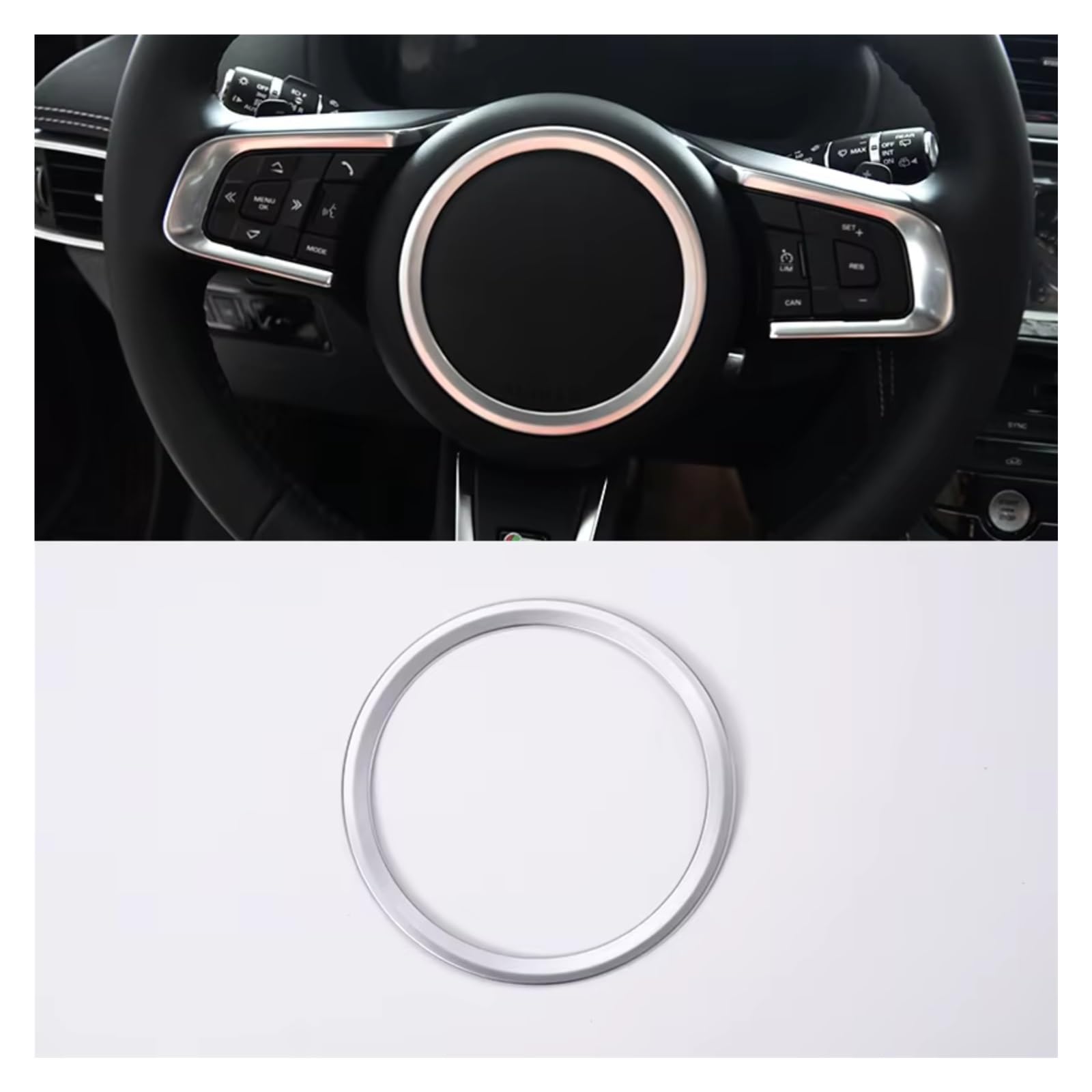 Zubehör Innenraum Für Jaguar Für XFL Für F-PACE XE Für XEL X761 X760 ABS Auto Lenkrad Ring Dekorative Aufkleber Innenzubehör(Chrome) von XKOEHXJ