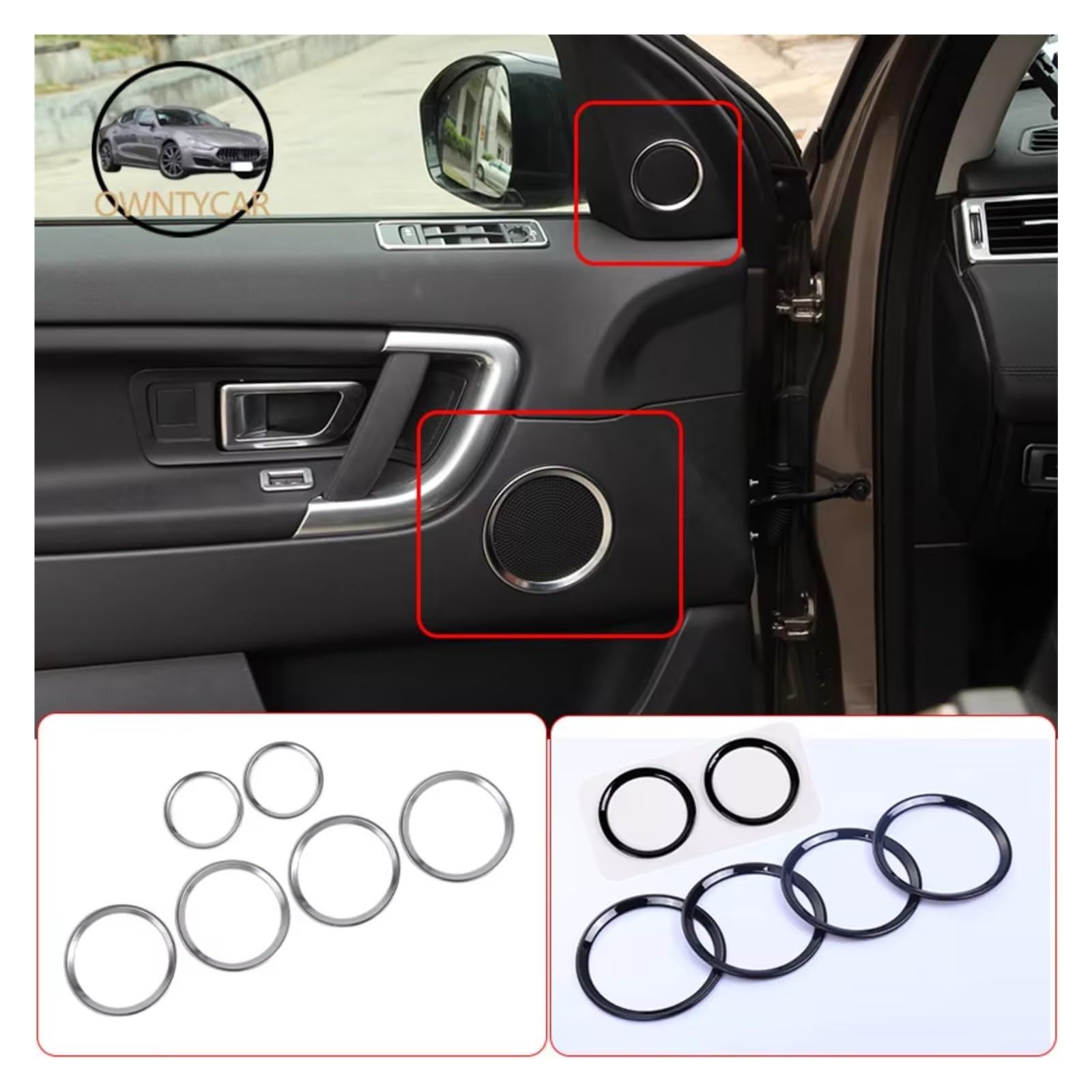 Zubehör Innenraum Für Land Für Rover Für Discovery Sport 2015-2017 Auto Zubehör ABS Chrom Tür Lautsprecher Ring Trim Innenzubehör(6pcs Silver) von XKOEHXJ