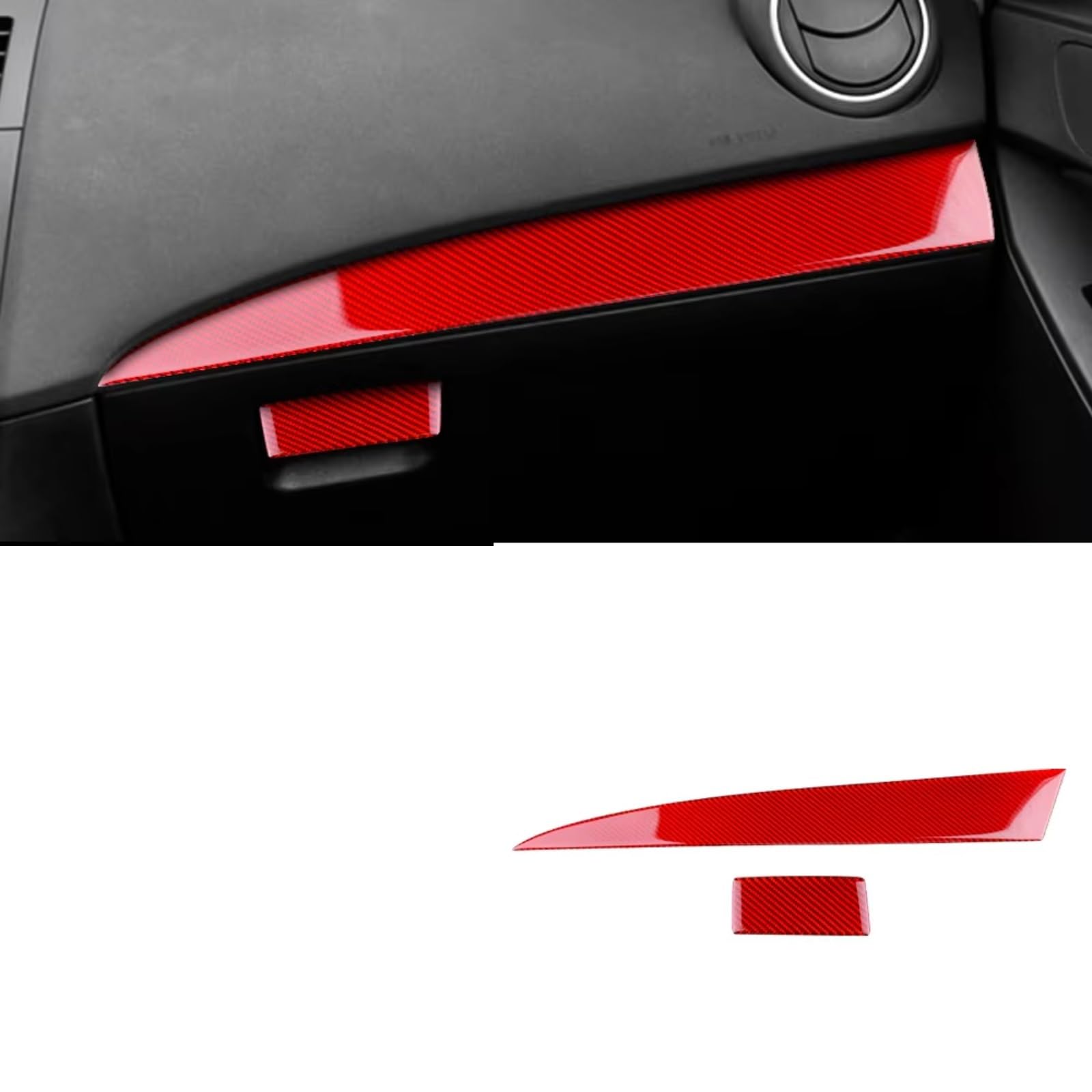 Zubehör Innenraum Für Mazda 3 2010 2011 2012 2013 Trim Innen Carbon Faser Auto Co-pilot Dashboard Halter Handschuh Box Aufkleber Innenzubehör(Red Carbon) von XKOEHXJ