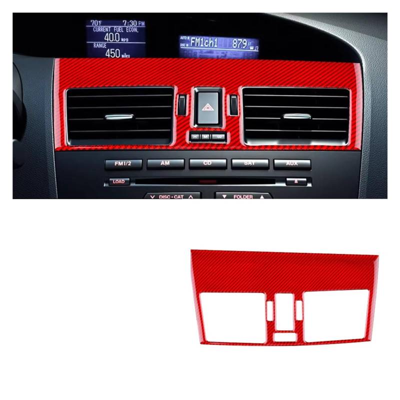 Zubehör Innenraum Für Mazda 3 2010-2013 Innenausstattung Auto Carbon Faser Auto Dashboard Center Air Vent Outlet Rahmen Aufkleber Innenzubehör(Red Carbon) von XKOEHXJ