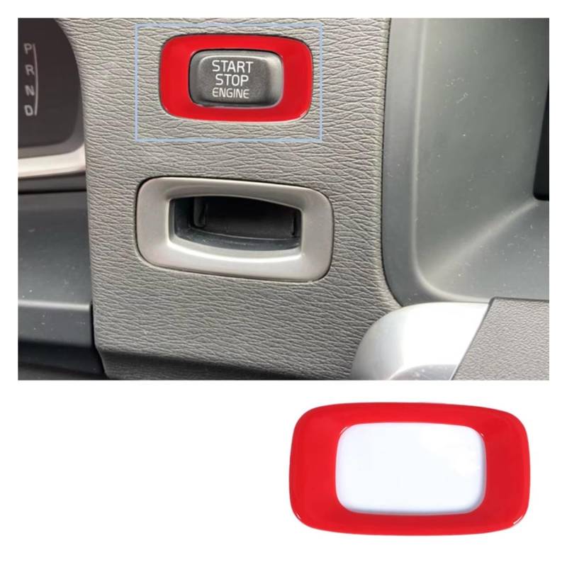 Zubehör Innenraum Für Volvo V40 V60 S60 XC60 S80 V50 V70 XC70 Auto Motor Start Stop Schalter Taste Trim Aufkleber Innenzubehör(Red Start Frame) von XKOEHXJ