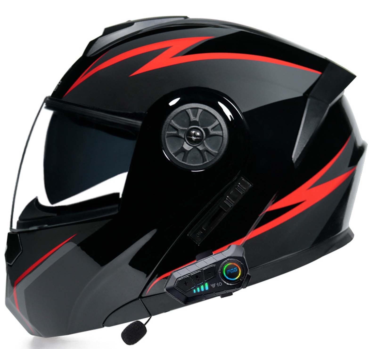 Bluetooth-Modularhelm für Motorräder, Integralhelm, Klapphelm, DOT/ECE-Zertifiziert, leichtes, belüftetes Design mit Doppelvisier, geeignet für Erwachsene, S~XL C,L(57-58CM) von XLGNXXL