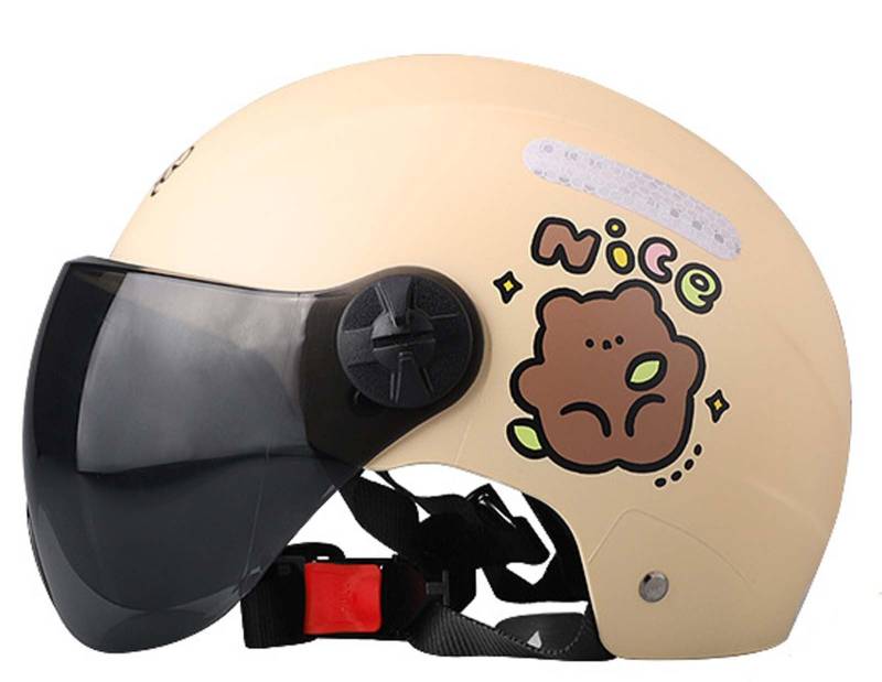 Halbhelm Offener Motorradhelm Retro-Motorradhelm Offener Motorradhelm für Erwachsene DOT/ECE-geprüfter Retro-Klassiker Leichter Helm H,55-60CM von XLGNXXL