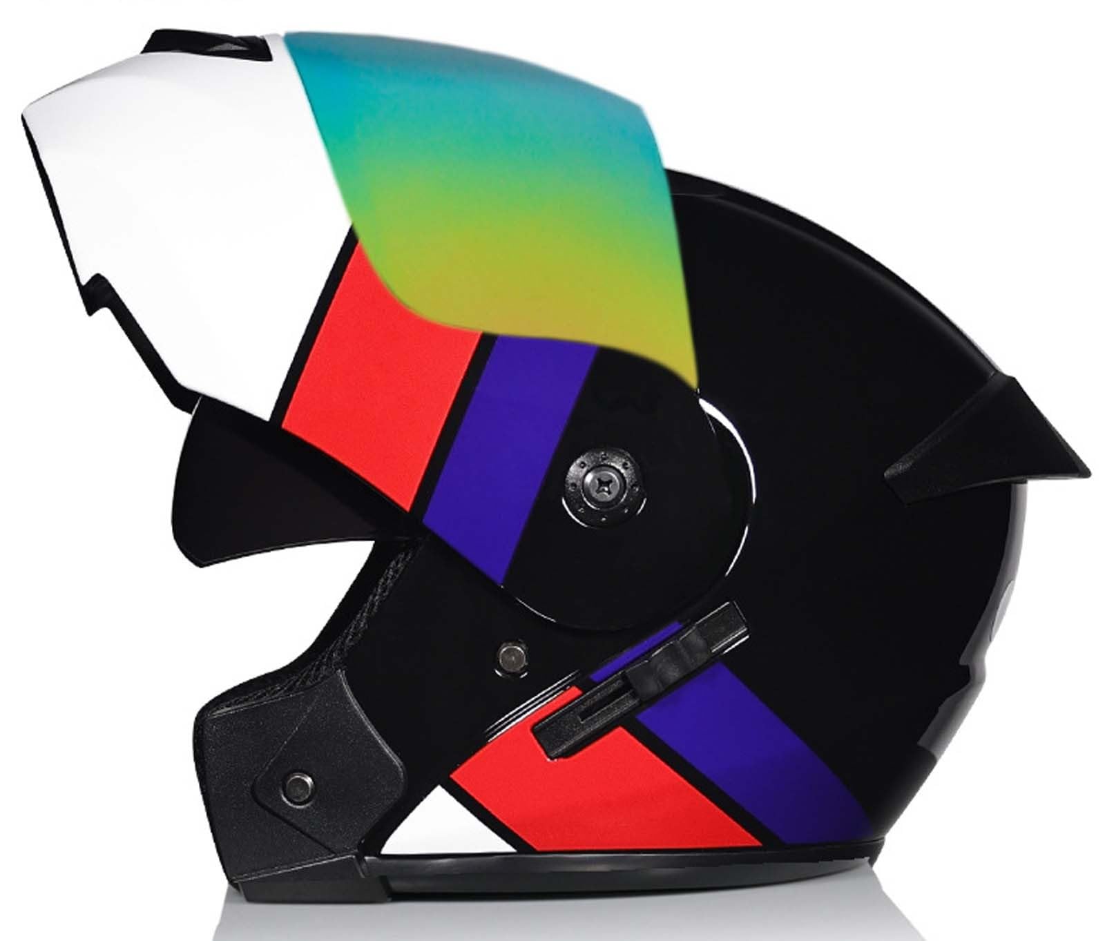 Integralhelm für MotorradfahrerModulhelmIntegrierte Motorrad-DoppellinsenGeeignet für Erwachsene Männer und FrauenDOT/ECE-Zertifiziert 1,L(58-59CM) von XLGNXXL