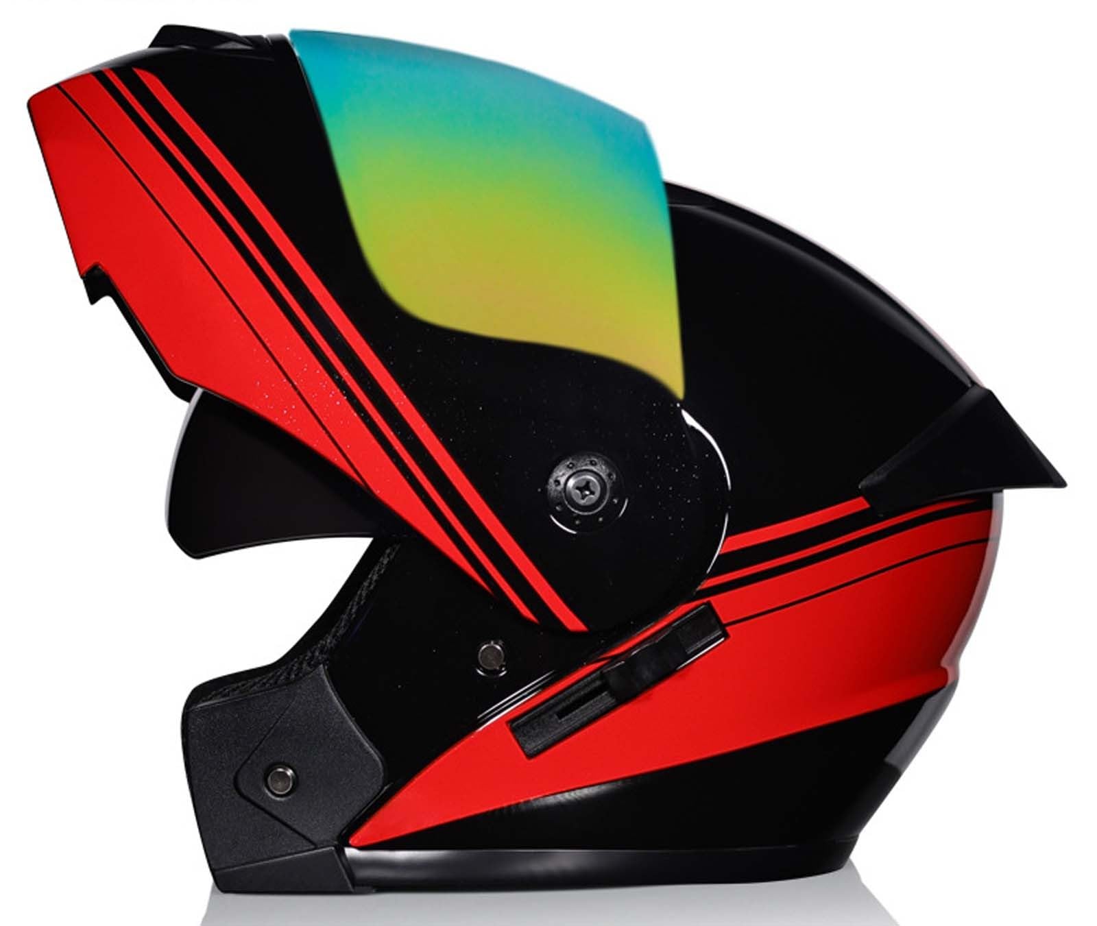 Integralhelm für MotorradfahrerModulhelmIntegrierte Motorrad-DoppellinsenGeeignet für Erwachsene Männer und FrauenDOT/ECE-Zertifiziert 13,L(58-59CM) von XLGNXXL