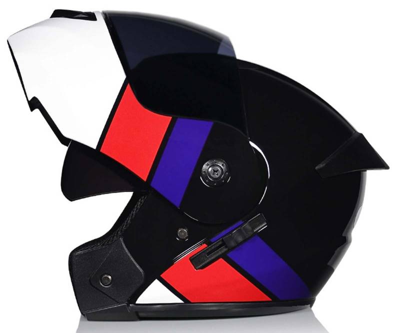 Integralhelm für MotorradfahrerModulhelmIntegrierte Motorrad-DoppellinsenGeeignet für Erwachsene Männer und FrauenDOT/ECE-Zertifiziert 3,L(58-59CM) von XLGNXXL