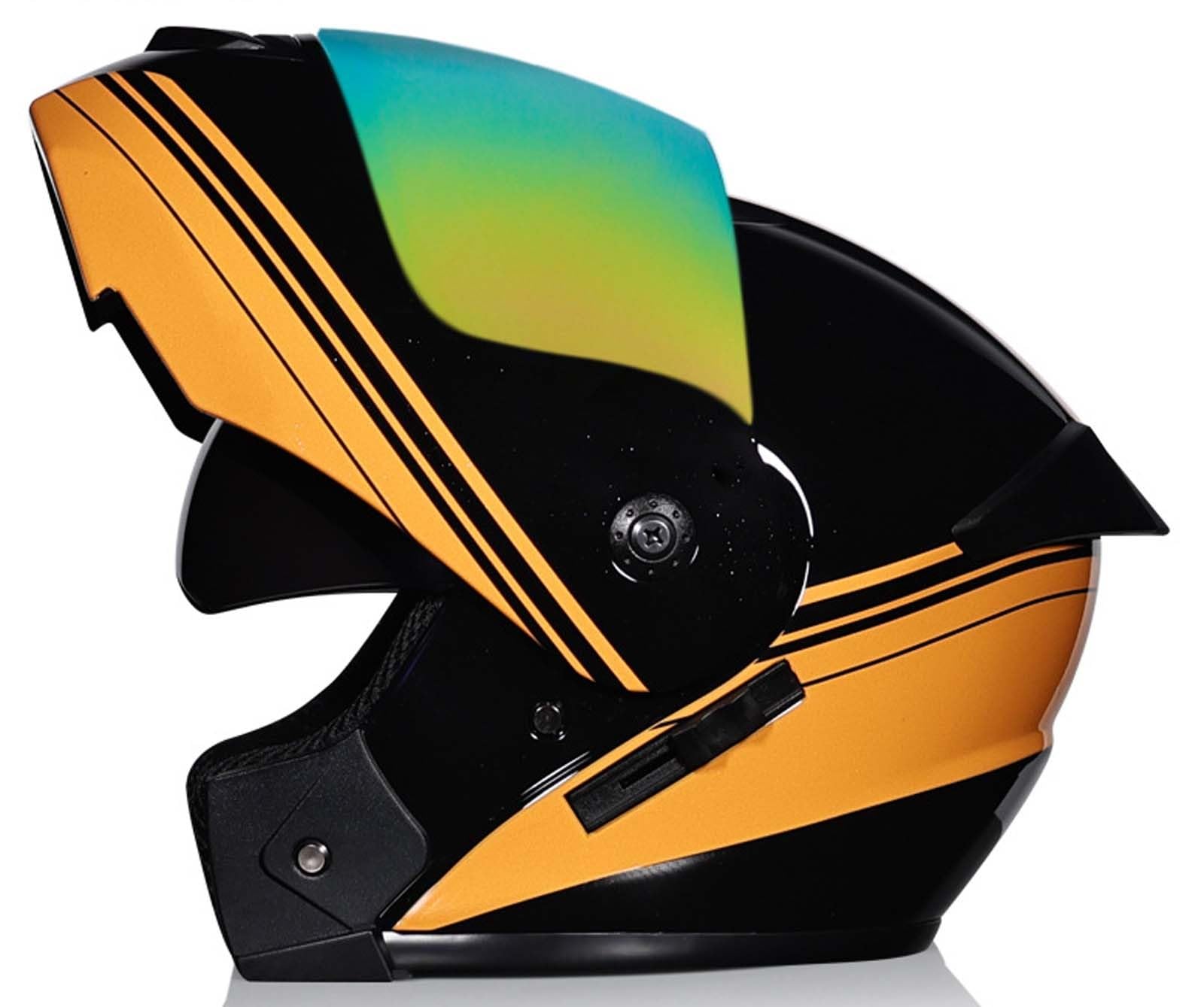 Integralhelm für MotorradfahrerModulhelmIntegrierte Motorrad-DoppellinsenGeeignet für Erwachsene Männer und FrauenDOT/ECE-Zertifiziert 9,L(58-59CM) von XLGNXXL