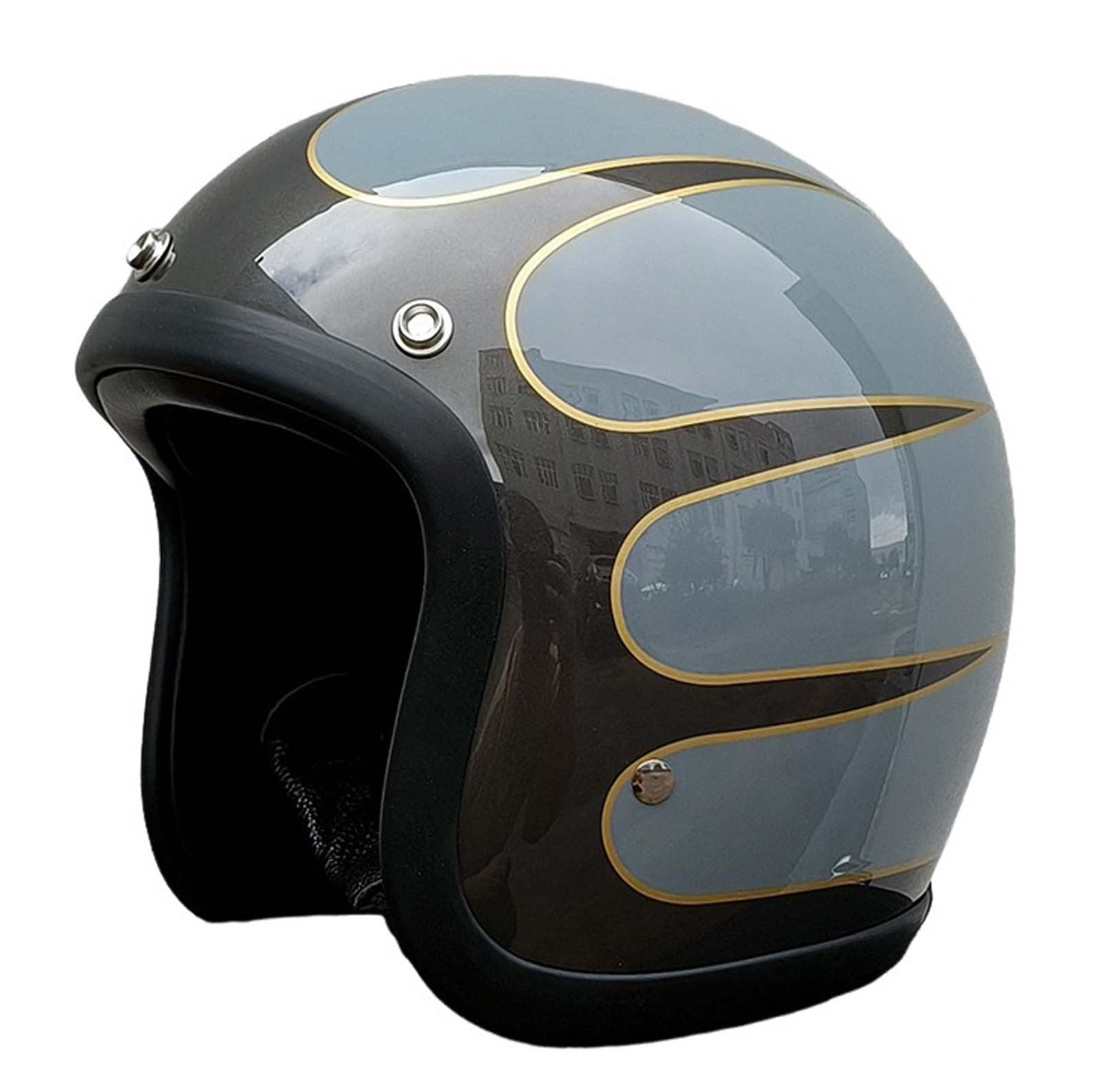 Motorrad-Halbhelm, Retro-Motorradhelm mit offenem Gesicht, altmodischer Motorradhelm, Jet-Motorradhelm, geeignet für Erwachsene Männer und Frauen F,S(53-54CM) von XLGNXXL