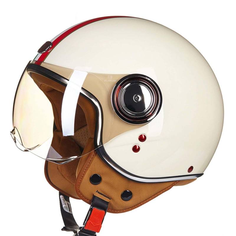 Offener Motorrad-Halbhelm für Erwachsene, Retro-3/4-Jethelm, DOT/ECE-zertifizierter Jethelm, geeignet für Erwachsene Männer und Frauen A,L von XLGNXXL