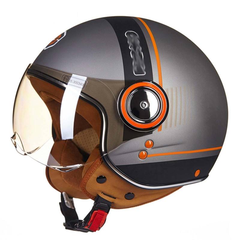 Offener Motorrad-Halbhelm für Erwachsene, Retro-3/4-Jethelm, DOT/ECE-zertifizierter Jethelm, geeignet für Erwachsene Männer und Frauen G,XL von XLGNXXL