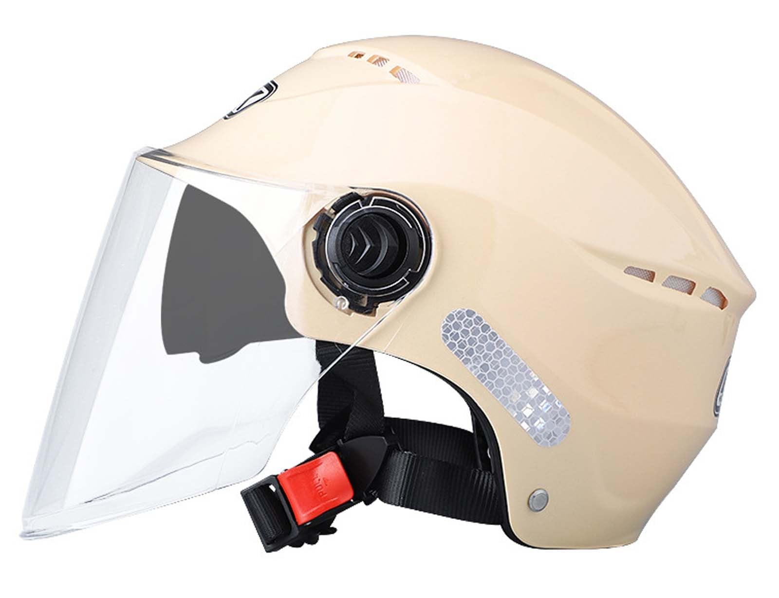 Retro-Jethelm für Motorrad, DOT/ECE-geprüft, Doppelspiegel, Retro-Halbhelm für Motorrad, belüfteter Retro-Halbhelm mit offenem Gesicht, 3/4-Retro-Halbhelm für Motorrad C,56-61CM von XLGNXXL