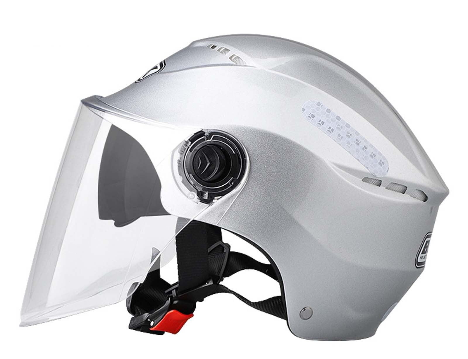 Retro-Jethelm für Motorrad, DOT/ECE-geprüft, Doppelspiegel, Retro-Halbhelm für Motorrad, belüfteter Retro-Halbhelm mit offenem Gesicht, 3/4-Retro-Halbhelm für Motorrad E,56-61CM von XLGNXXL