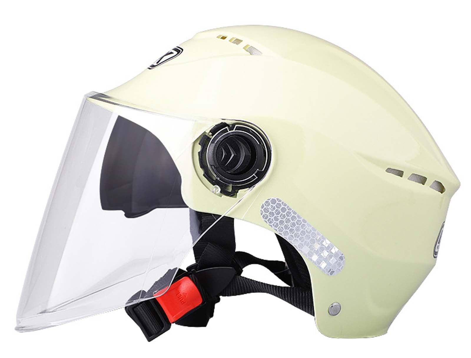 Retro-Jethelm für Motorrad, DOT/ECE-geprüft, Doppelspiegel, Retro-Halbhelm für Motorrad, belüfteter Retro-Halbhelm mit offenem Gesicht, 3/4-Retro-Halbhelm für Motorrad F,56-61CM von XLGNXXL