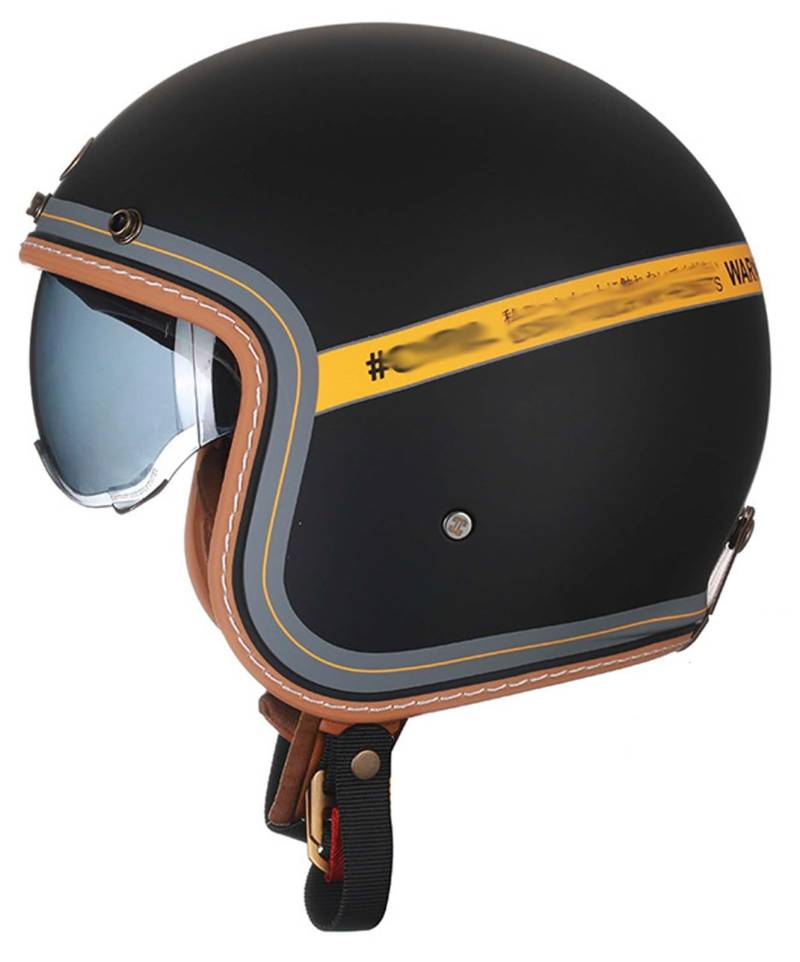 Retro-Jethelm für Motorradfahrer im Retro-Deutschen Stil, 3/4-Schutzhelm für Männer, Erwachsene und Frauen, mit HD-Gläsern, DOT-/ECE-zugelassener Motorrad-Jethelm B,L von XLGNXXL