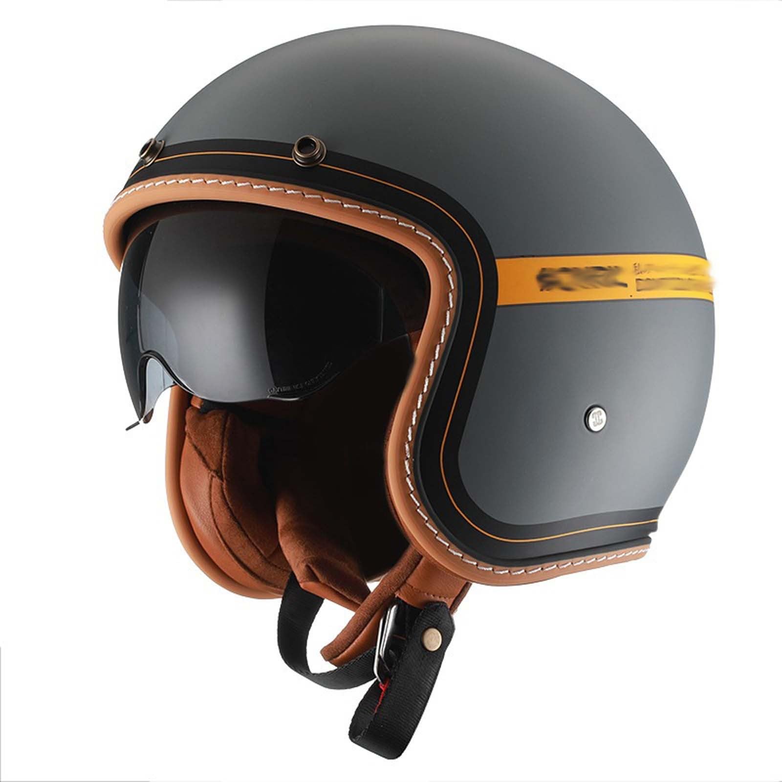 Retro-Jethelm für Motorradfahrer im Retro-Deutschen Stil, 3/4-Schutzhelm für Männer, Erwachsene und Frauen, mit HD-Gläsern, DOT-/ECE-zugelassener Motorrad-Jethelm D,L von XLGNXXL