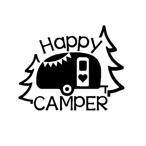 Xlnb. 20 cm x 15 cm Schriftzug Kunst Happy Camper Auto Aufkleber Automobile Motorräder Außen Zubehör Vinyl Aufkleber Für Lada Wand Boot Laptop (Color Name : Black, Size : 20cm X 15cm) von XLNB