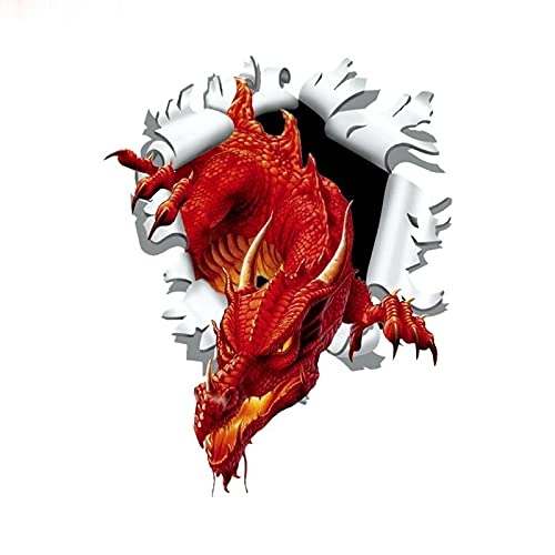 Xlnb. Kreative feine Aufkleber 3D zerrissene zerrissene Kugel Loch Design rot Drachen Vinyl Motorcecly Auto Aufkleber Abziehbilder für Fenster Tür KK14 * 10 cm (Size : 14cm x 10cm) von XLNB