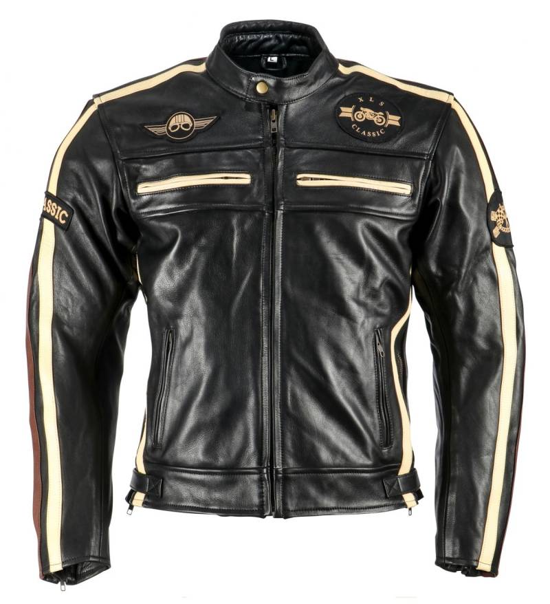 Herren Motorradjacke schwarz Classic One Lederjacke von XLS