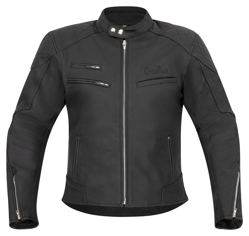 XLS Motorradjacke Custom Racer Schwarz Matt Lederjacke Bikerjacke Klassik von XLS