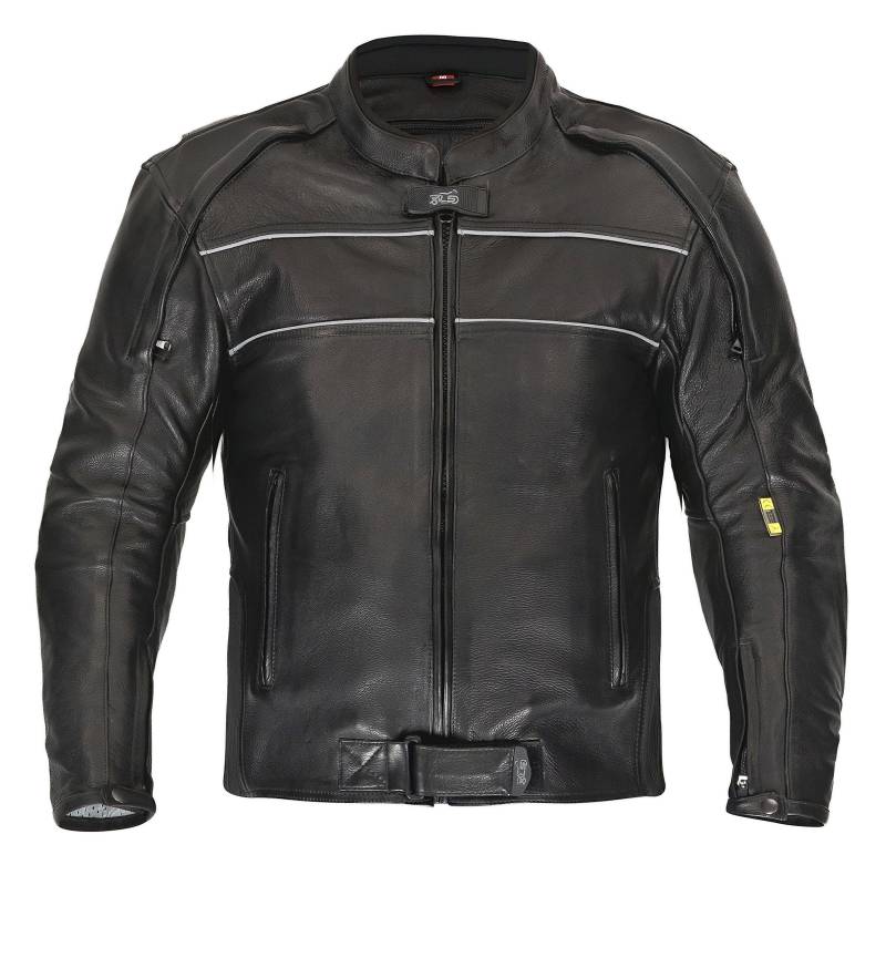 XLS Motorradjacke Herren, Motorrad Lederjacke in Retro-Look, Echtleder, Bikerjacke, schwarz, Chopper Jacke (S) von XLS