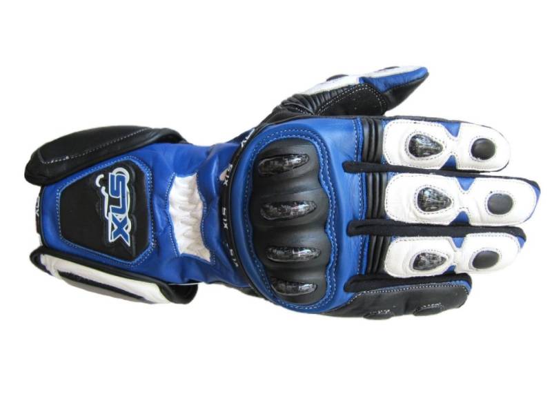 XLS Motorradhandschuhe Race Line aus Leder Blau von XLS