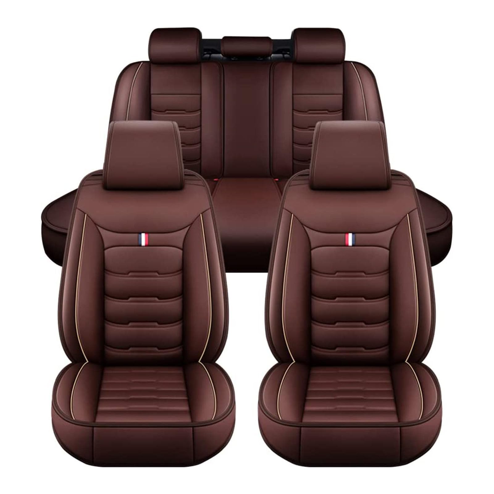 XLUMIO Auto Sitzbezüge Set für Mercedes Benz GLE Class, 5 Sitzer Autositzschutzbezug aus PU Leder, Wasserdichter Sitzschoner, E Coffee, Brown, Kunstleder von XLUMIO