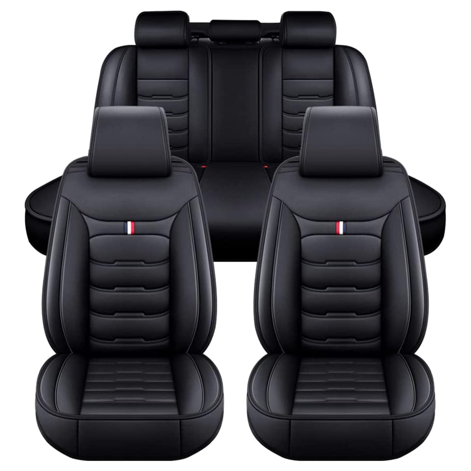 XLUMIO Auto Sitzbezüge Set für Mitsubishi Pajero/Pajero Sport/Pajero Pinin, 5 Sitzer Autositzschutzbezug aus PU Leder, Wasserdichter Sitzschoner, Vollständig Geschlossenes Design, C Black von XLUMIO