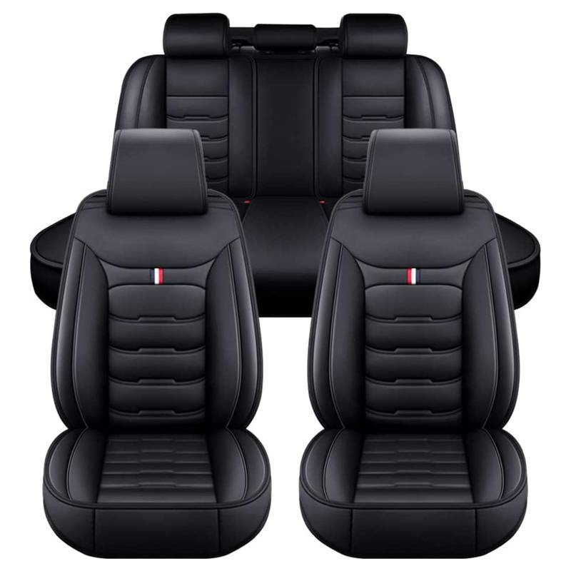 XLUMIO Auto Sitzbezüge Set für Mitsubishi Pajero/Pajero Sport/Pajero Pinin, 5 Sitzer Autositzschutzbezug aus PU Leder, Wasserdichter Sitzschoner, Vollständig Geschlossenes Design, C Black von XLUMIO