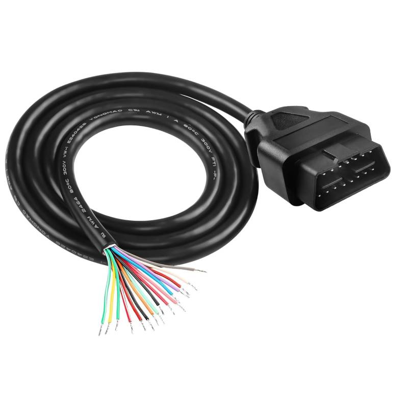 XMSJSIY OBD OBD2 Verlängerungskabel Pigtail Draht OBD-II 16-Pin Stecker Offenes Ende Bare Draht Diagnosekabel für Fahrzeug DIY -1M/3.28FT von XMSJSIY