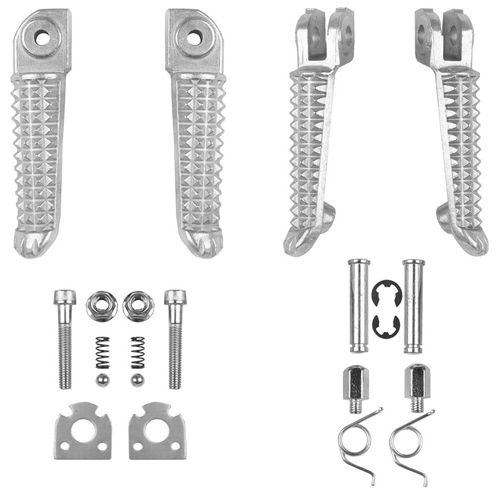 XMT-MOTOR Motorrad Vordere und Hintere Fußrasten Kompatibel mit Yamaha YZF R6 2003-2012 YZF R1 2002-2019 (Silber) von XMT-MOTOR